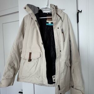 LIKE NEW Roxy Cream Woman’s Insulated Ski Jacket Size Small
